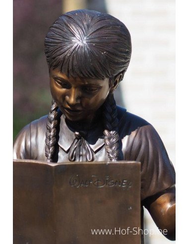 Lezend meisje met hond - bronzen beeld (B810-1)