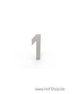Nummer 1 inox look - aluminium 5 cm hoog (huisnummer Albo)