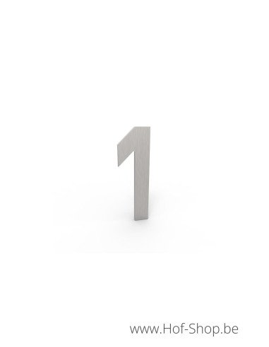 Nummer 1 inox look - aluminium 5 cm hoog (huisnummer Albo)