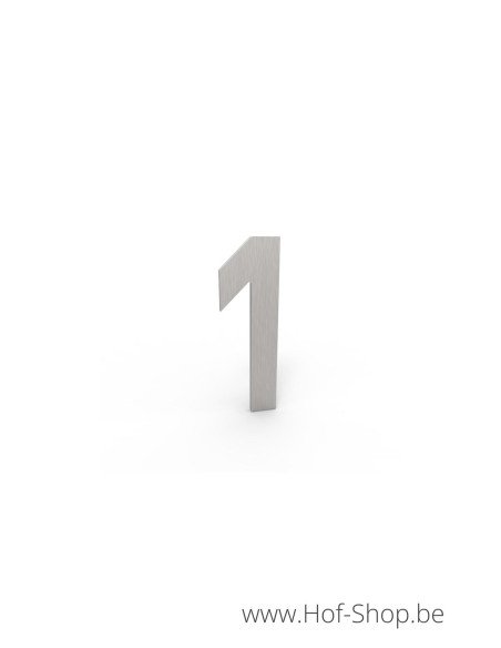 Nummer 1 inox look - aluminium 5 cm hoog (huisnummer Albo)