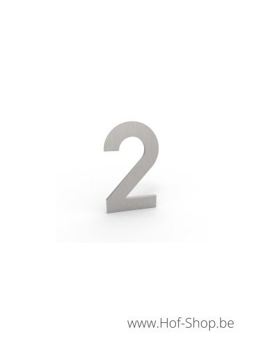 Numéro 2 - inox look aluminium 5 cm de haute (Numéro de maison Albo)