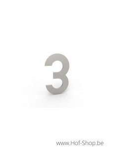 Numéro 3 - inox look aluminium 5 cm de haute (Numéro de maison Albo)