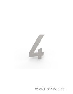 Nummer 4 inox look - aluminium 5 cm hoog (huisnummer Albo)