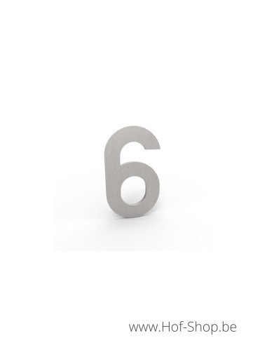 Numéro 6 - inox look aluminium 5 cm de haute (Numéro de maison Albo)
