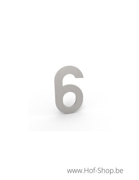 Numéro 6 - inox look aluminium 5 cm de haute (Numéro de maison Albo)