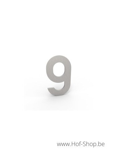 Numéro 9 - inox look aluminium 5 cm de haute (Numéro de maison Albo)