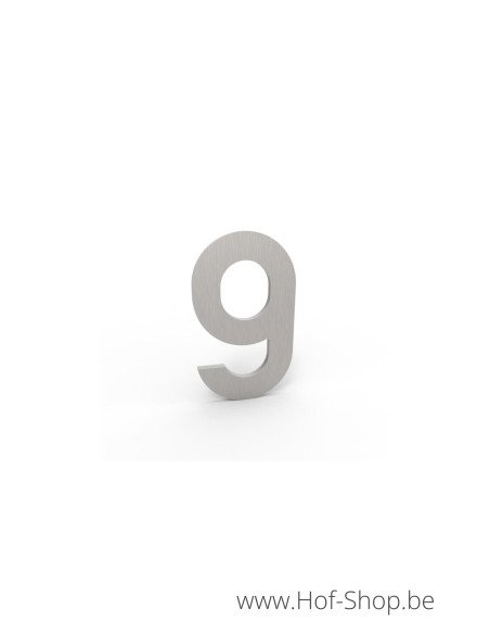 Numéro 9 - inox look aluminium 5 cm de haute (Numéro de maison Albo)
