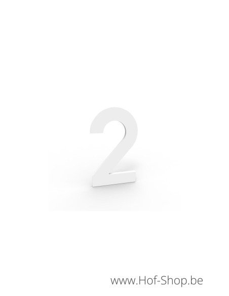 Nummer 2 - wit aluminium 5 cm hoog (huisnummer Albo)