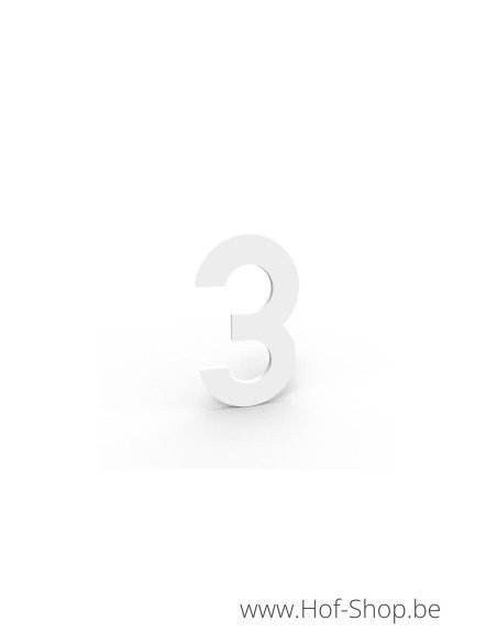 Nummer 3 - wit aluminium 5 cm hoog (huisnummer Albo)