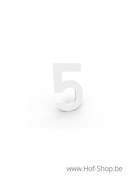 Numéro 5 - blanc aluminium 5 cm de haute (Numéro de maison Albo)