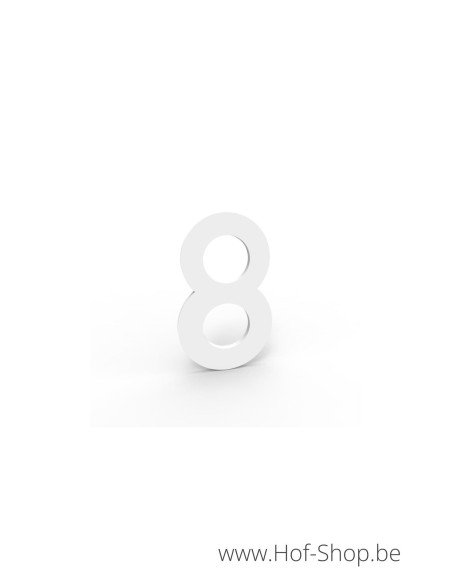 Nummer 8 - wit aluminium 5 cm hoog (huisnummer Albo)