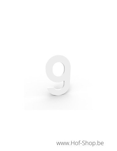 Numéro 9 - blanc aluminium 5 cm de haute (Numéro de maison Albo)