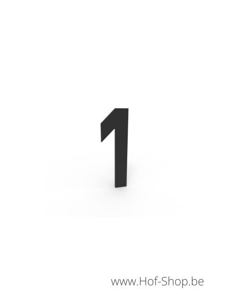 Nummer 1 - zwart aluminium 5 cm hoog (huisnummer Albo)