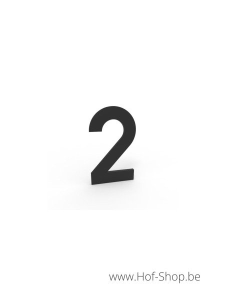 Nummer 2 - zwart aluminium 5 cm hoog (huisnummer Albo)