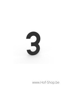 Nummer 3 - zwart aluminium 5 cm hoog (huisnummer Albo)