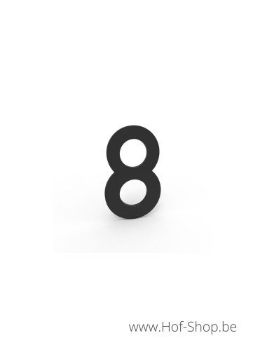 Nummer 8 - zwart aluminium 5 cm hoog (huisnummer Albo)