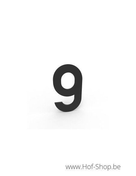 Nummer 9 - zwart aluminium 5 cm hoog (huisnummer Albo)