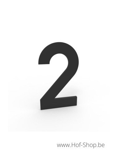Nummer 2 - zwart aluminium 10 cm hoog (huisnummer Albo)