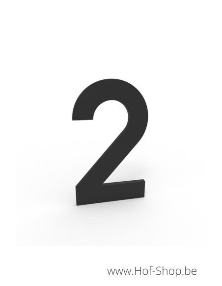 Nummer 2 - zwart aluminium 10 cm hoog (huisnummer Albo)
