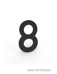 Nummer 8 - zwart aluminium 10 cm hoog (huisnummer Albo)