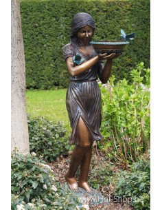Femme avec une fontaine à bol - statue en bronze (B851)