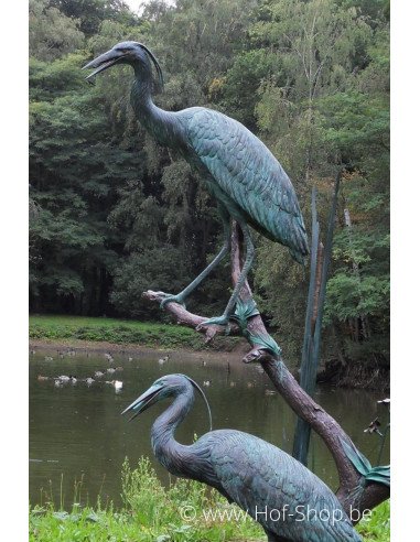 Deux hérons - statue en bronze (B948)