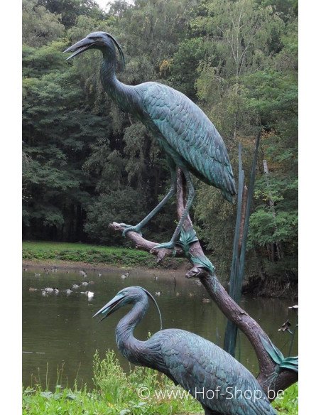 Twee reigers - bronzen beeld (B948)