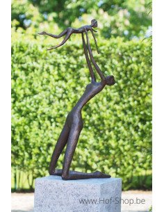Mère avec enfant - statue en bronze (B88200)