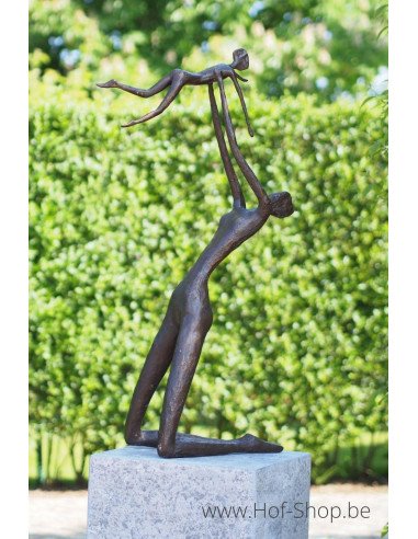 Mère avec enfant - statue en bronze (B88200)