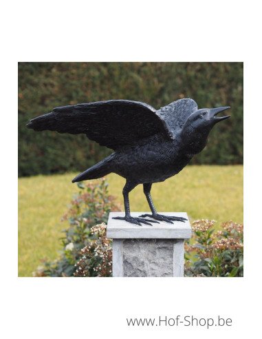 Corbeau aux ailes ouvertes - statue en bronze (B50418)