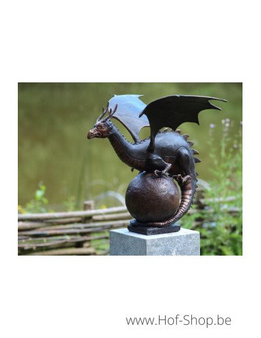 Dragon sur une sphère - statue en bronze (B56592)