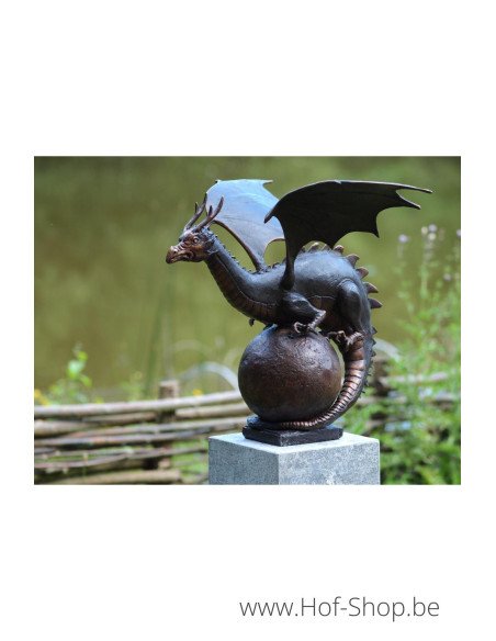 Dragon sur une sphère - statue en bronze (B56592)