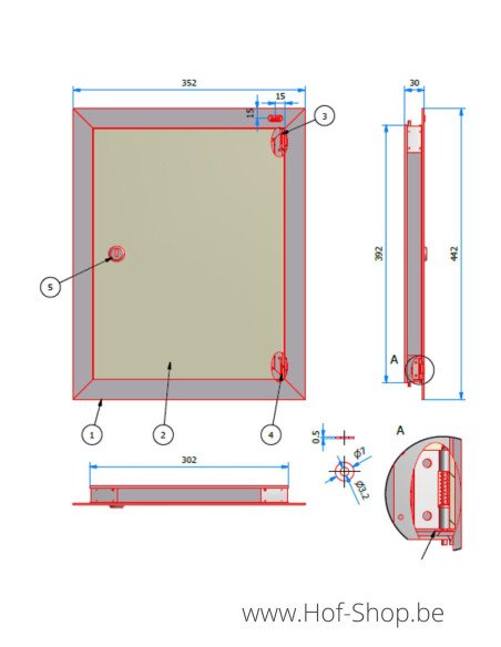 Porte boîte aux lettres 529/3 Corten look 35,2 x 44,2 cm - Albo porte boîte aux lettres aluminium