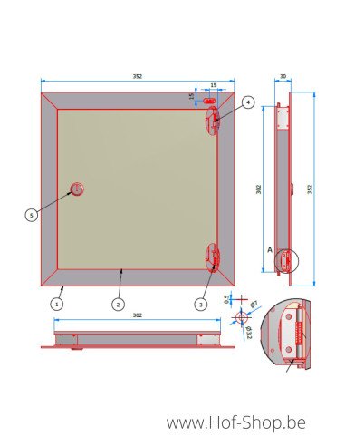 Brievenbusdeur 35,2 x 35,2 cm Zwart aluminium - Albo brievenkastdeur 529/2 'Viola Zwart'
