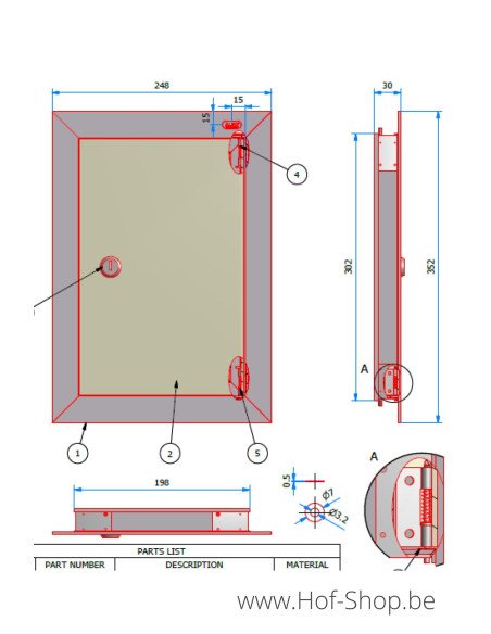 Brievenbusdeur 529/1 - brievenbusdeur aluminium