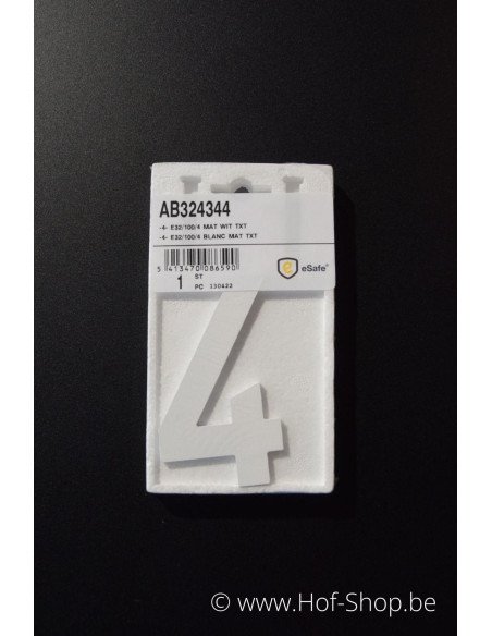Nummer 4 wit aluminium (10 cm hoog, 4 mm dik) - huisnummer Albo