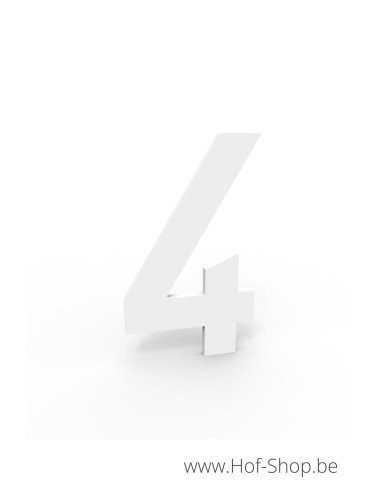Numéro 4 - très épais blanc aluminium 10 cm de haute (Numéro de maison Albo)