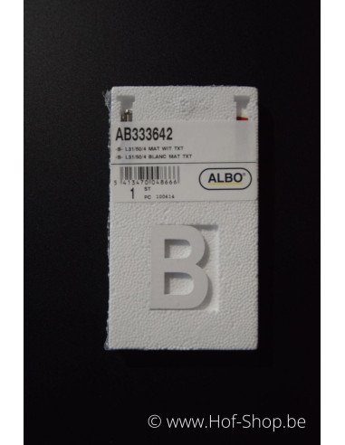 Letter B - extra dik wit aluminium 5 cm hoog (huisnummer Albo)