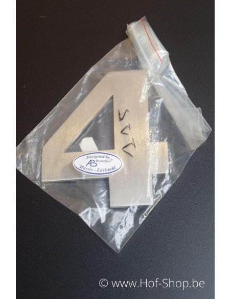 Numéro 4 avec espaceurs Arte - acier inoxydable de 12 cm de haut