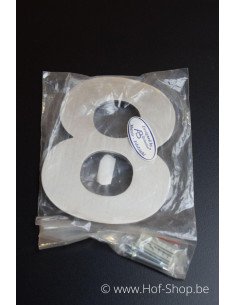 Nummer 8 met afstandshouders Arte - inox 12 cm hoog