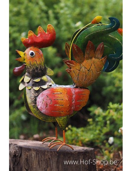 Petit coq coloré - figurine en métal (MD16040)