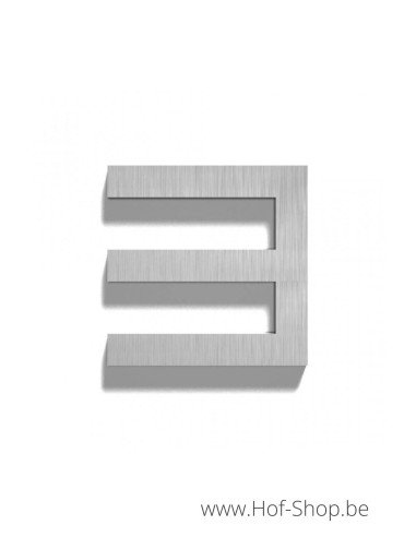 Nummer 3 - inox 10 cm hoog (huisnummer 'Square' )