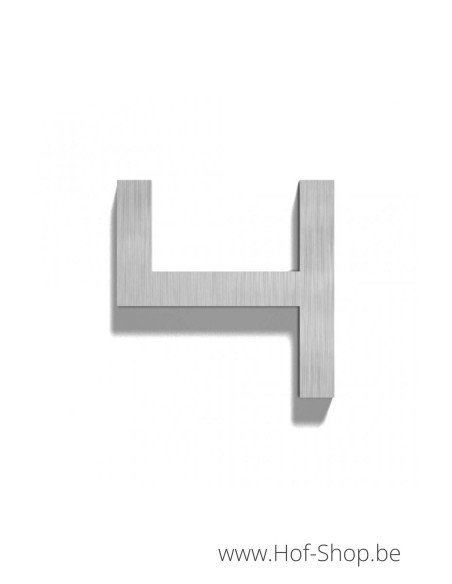 Numéro 4 - acier inoxydable de 10 cm de haut (numéro de maison 'Carré' )