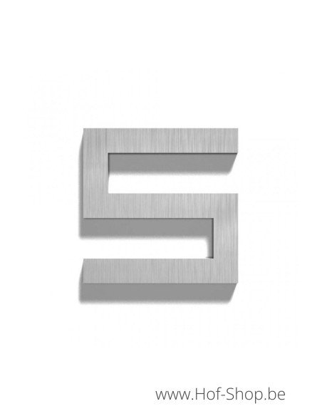 Nummer 5 - inox 10 cm hoog (huisnummer 'Square' )