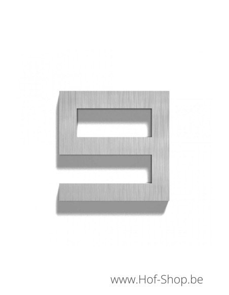 Nummer 9 - inox 10 cm hoog (huisnummer 'Square' )