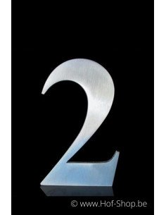 Nummer 2 - inox 10 cm hoog (huisnummer Classic)