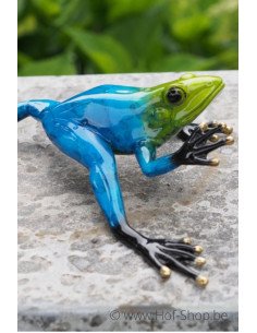 Regenwoud kikker (blauw) - bronzen beeld (AN0983BR-C)