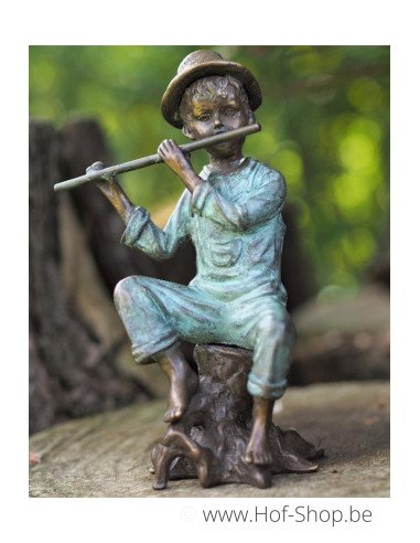 Garçon avec flûte - sculpture en bronze (AN1054BRW-V-S)