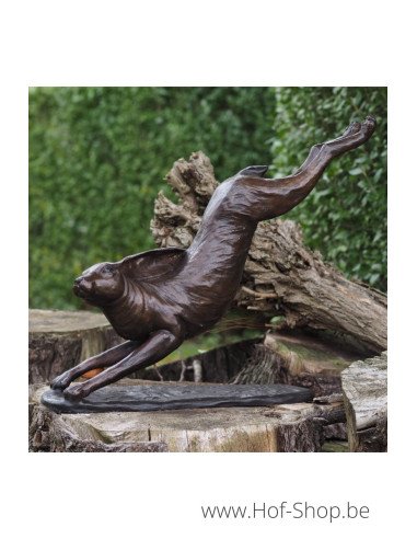 Rennende Haas - bronzen beeld (B94570)