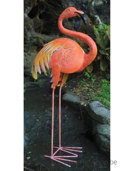 Grote kleurrijke flamingo - metalen figuur (MD16221)